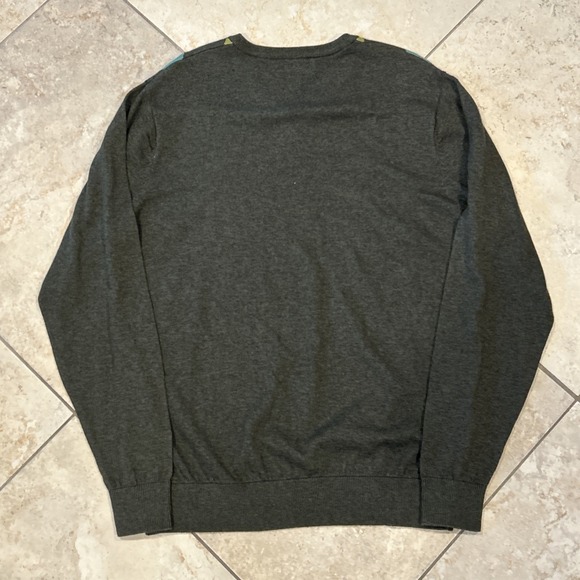 Ashworth Sweater Men L Thyme Heather Grey Argyle Diamond Long Sleeve Cotton Wool - Picture 7 of 8